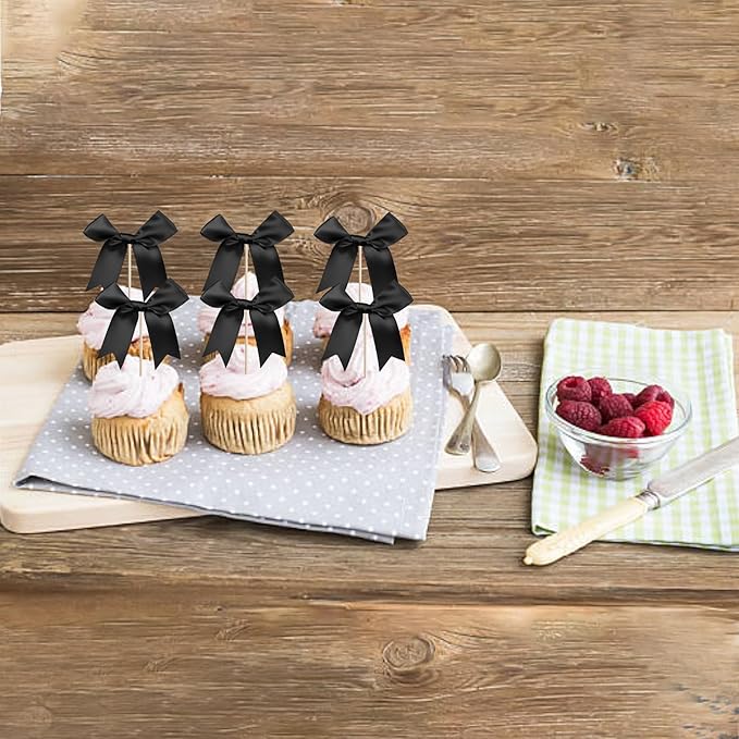 24 PCS Bow Cupcake Toppers Bowknot Cake Toppers Bow Cupcake Picks Bowknot - Image 5