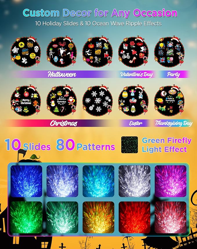 Halloween Christmas Projector Lights Outdoor, 8 Brighter HD Holiday Patterns - Image 2