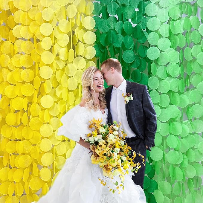 205Ft Yellow Green Party Decorations Ombre Green Yellow Circle Dot Backdrop - Image 5