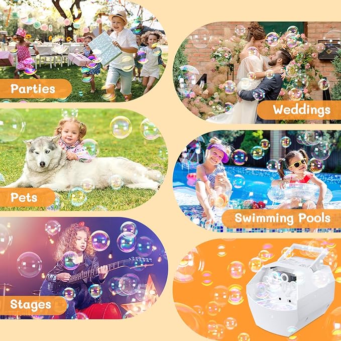 Theefun Bubble Machine: 500ML Automatic Bubble Blower Max 15000 Bubbles per Min - Image 7
