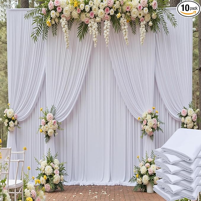 50ft x 15ft White Wrinkle Free Backdrop Curtains by ENJOYYOURPARTY