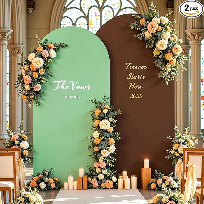 Brown Green Arch Backdrop Cover by Besutolife