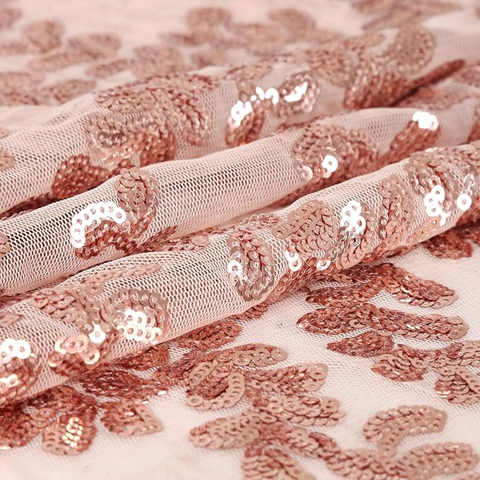 Sequin Table Runners 5 Pieces Rose Gold Flower Table Runners 12x72 Inch Glitter - Image 6