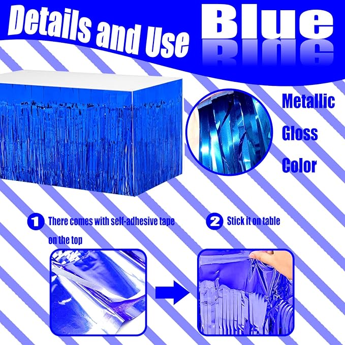 4 Pack 29x108 Inch Metallic Foil Fringe Tinsel Table Skirts - Image 3