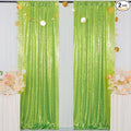 ShinyBeauty Green Sequin Backdrop Curtains 8ft 2 Panels Glitter Backdrops by ShinyBeauty