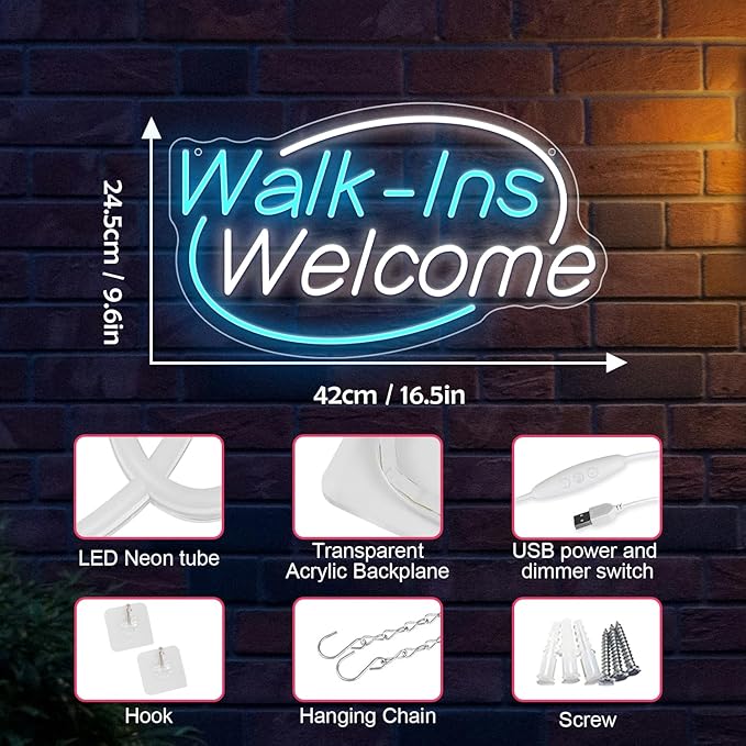 Walk-Ins Welcome Neon Sign, Neon Sign - Image 4