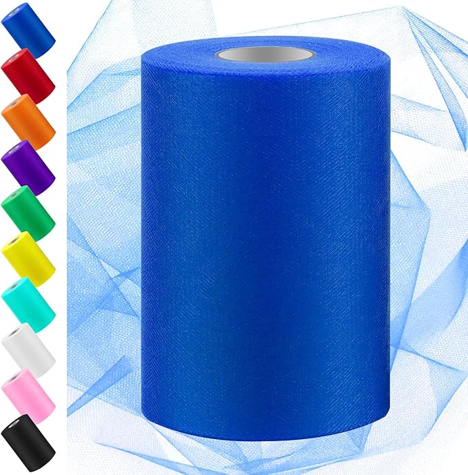 Swpeet 6 Inch by 100 Yards Royal Blue Tulle Fabric Roll, Fabric Spool Tulle by Swpeet