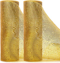 Ribbli 2 Rolls Gold Metallic Mesh Ribbon Gold Deluxe Foil Christmas Ribbon by Ribbli