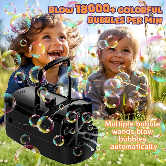 Bubble Machine - 18000+ Bubbles Per Minute, 2 Speed Settings, Battery/USB - Image 2
