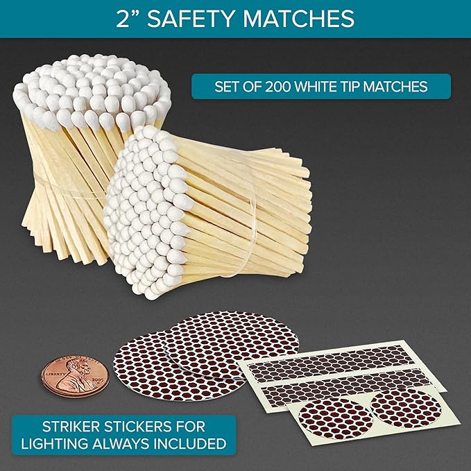 2" Classic White Tip Safety Matches | 200+ Bulk Artisan Matchsticks - Image 2