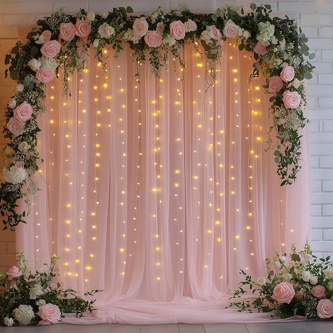 Pink Tulle Backdrop Curtain by Unknown