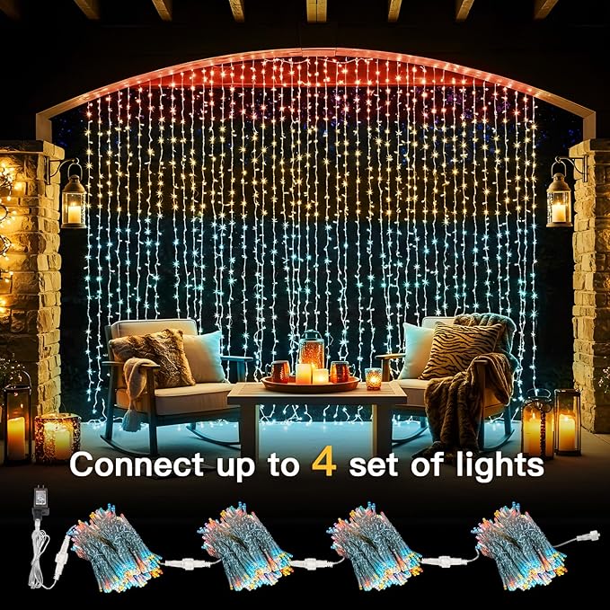 suddus Curtain Lights, 300 Led 9.8 * 9.8ft Sunset Curtain Fairy Lights - Image 3
