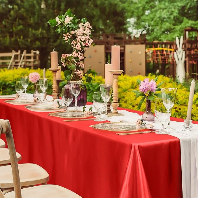 TURSTIN 4 Packs Satin Tablecloth 102 x 58 Inch Overlay Satin Table Cover - Image 6
