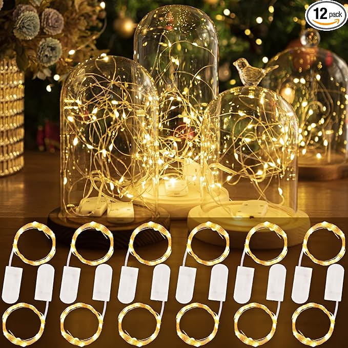 HXWEIYE 12 Pack Fairy Lights Battery Operated, Warm White 7ft 20LED Mini by LightUpYourHomewHXWEIYE