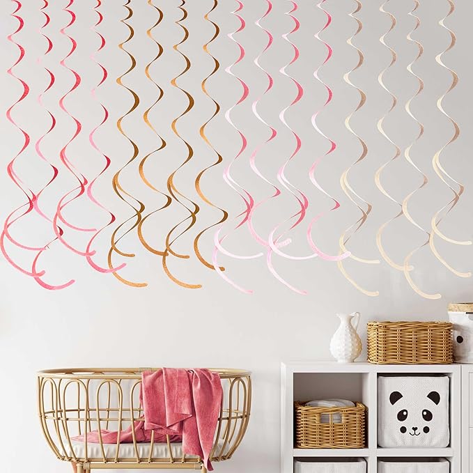 36 Pcs Boho Hanging Swirl Decorations Brown Blush Pink Felt Swirl Streamer - Image 5