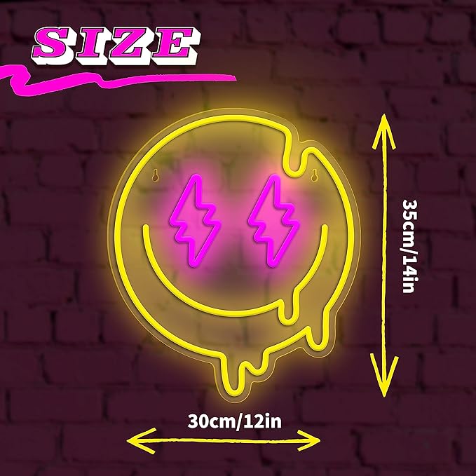 Melting Smile Face Neon Sign Dimmable Melted Smiling Face Neon Signs - Image 5