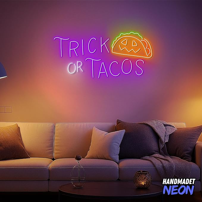 Personalized Trick Or Tacos Halloween Neon Sign Accessories, Custom Restaurant - Image 3
