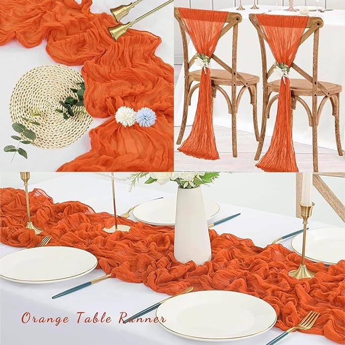Orange Cheesecloth Table Runner 12 Pack 10FT Boho Fabric Rustic Cheese Cloth - Image 6