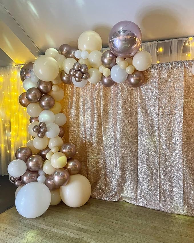 7ft x 7ft Champagne Sequin Backdrop Curtain Glitter Photo Booth Backdrop - Image 8