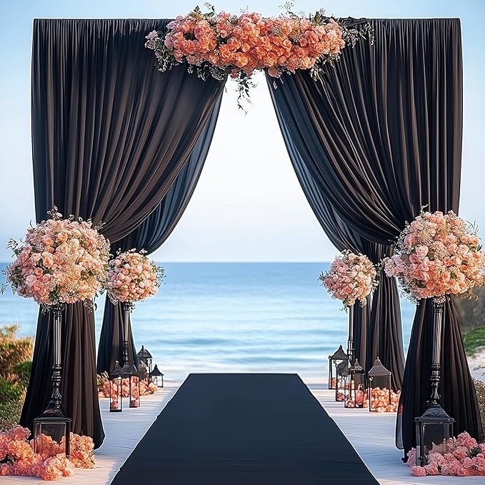 60ftx14ft Wrinkle Free Black Backdrop Curtain, 12 Panels 14FT Height Black - Image 7