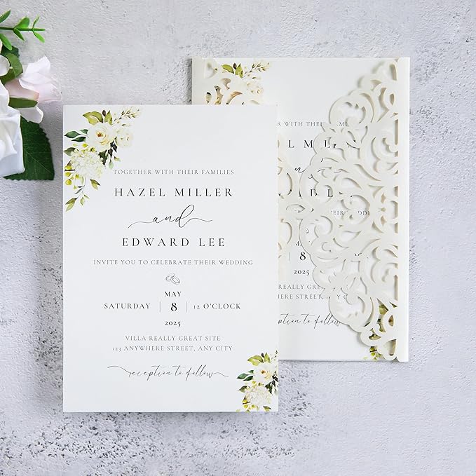 20Pcs Ivory Laser Cut Invitation Cards - Image 4