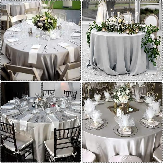 fani 6 Pack 120 Inch Sliver Round Tablecloth - Image 5