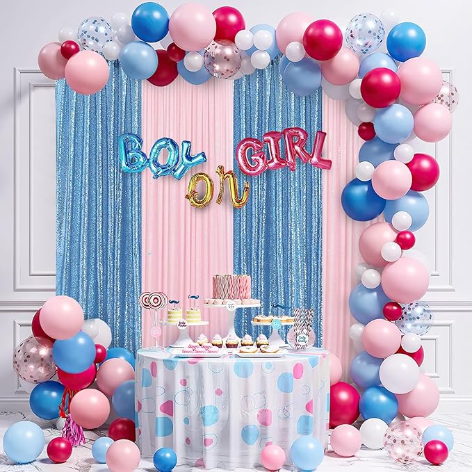 Baby Blue Sequin Backdrop 2 Panels 2FTx8FT Party Backdrop Curtains Glitter - Image 2