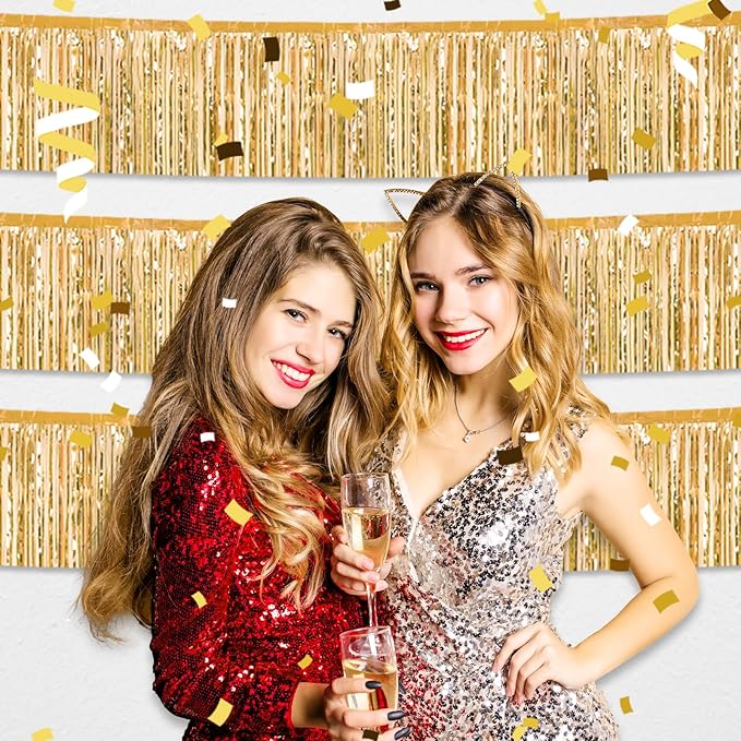 4 Pack 10 Feet Rainbow Foil Fringe Garland Metallic Tinsel Streamers Banner - Image 3