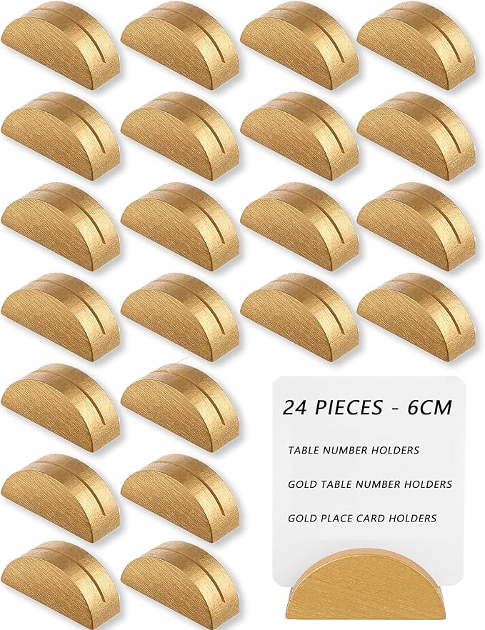 24 Pcs-6cm Table Number Stands, Wooden Semicircular Base - Image 5