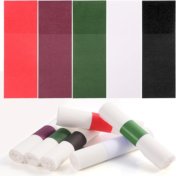 2500pcs Self-Adhesive Napkin Bands & Silverware Wraps, 5 Colors – Thickened by Unknown