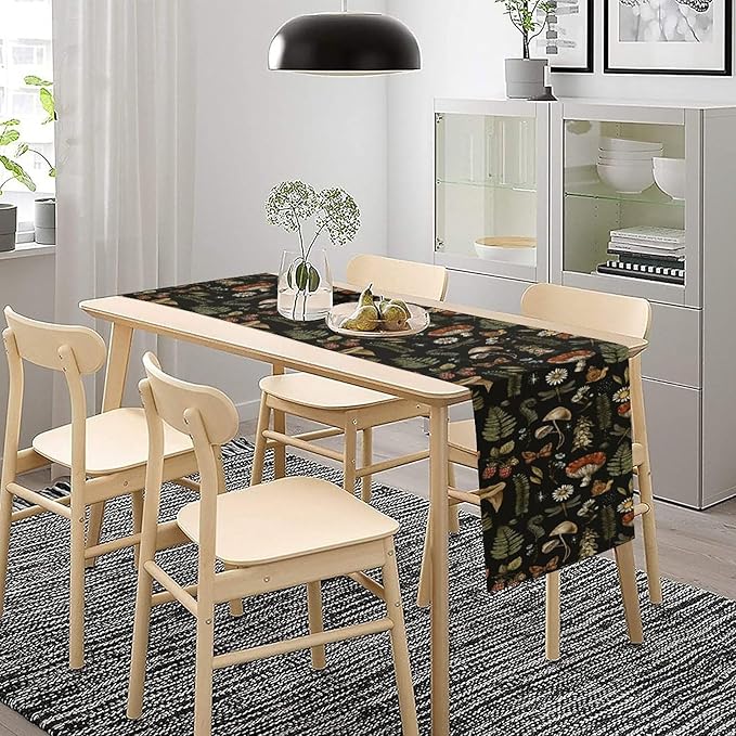 Mushroom Table Runner, Retro Forest Plant Table Runner - Image 3