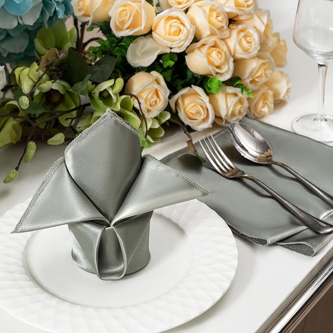 36 Pack Square Satin Dinner Napkins, 16x16 Inches Silky Soft Smooth Table Cloth - Image 6