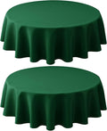Biscaynebay 2 Pack Textured Fabric Round Tablecloths 60", Hunter Green Water by Biscaynebay