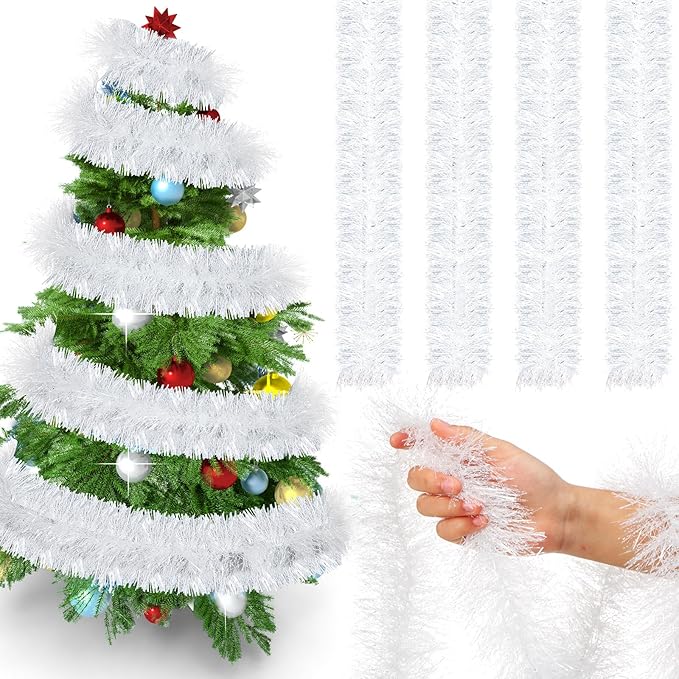 72 Feet Christmas Tinsel Garland Shiny Metallic Tinsel Twist Garland Streamers by Yilloog