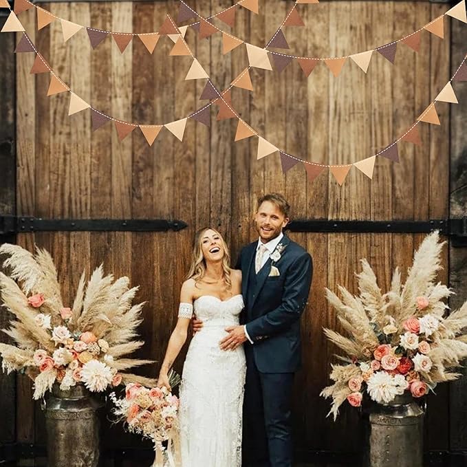Brown Party Decorations Ombre Brown Felt Hanging Triangle Mini Bunting Pennant - Image 8