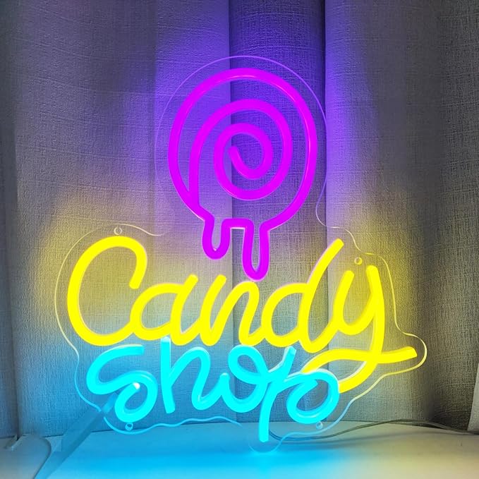 Candy Neon Sign Candy Bar Signs Candy Shop Neon Candy Sign Cherry Neon Signs - Image 4