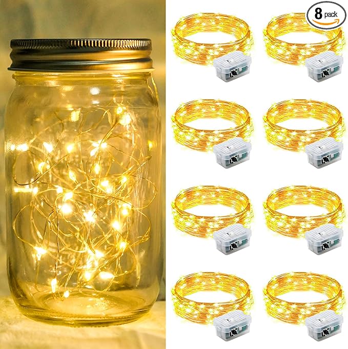 8 Pack Fairy Lights 7Ft 20 LED Twinkle String Lights 3 Modes Battery Operated by chzk