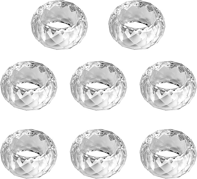 kitCom Crystal Napkin Ring Holders Set of 8, K9 Luxury Crystal Napkin Holder - Image 5