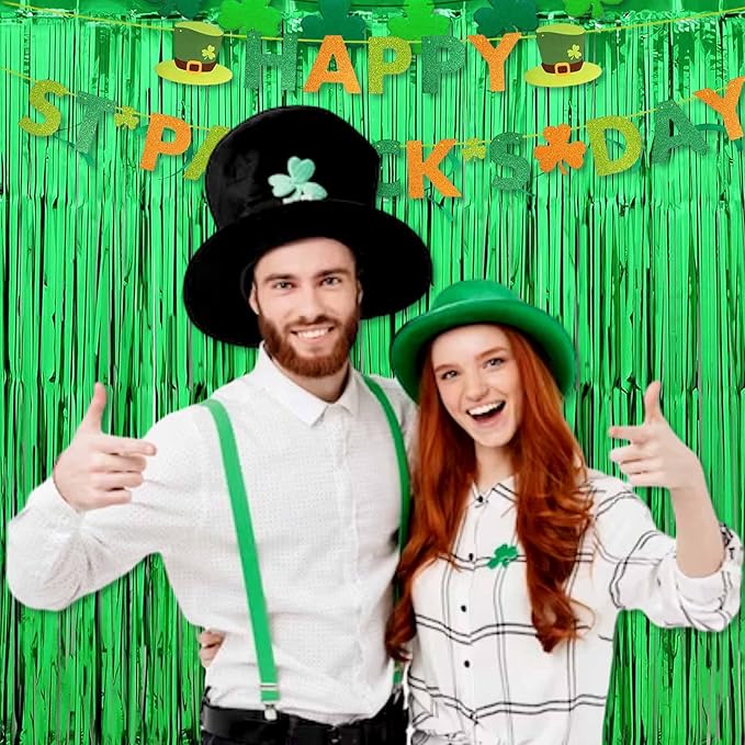 6 Pack Green Foil Fringe Curtains Backdrop, 3.28 x 8.2 Ft Metallic Streamers - Image 7