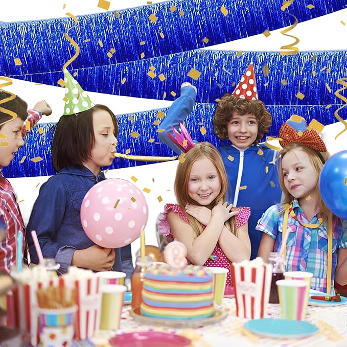 Blue Foil Fringe Garland 10FT 6packs, Metallic Foil Tinsel Fringe Banners - Image 7
