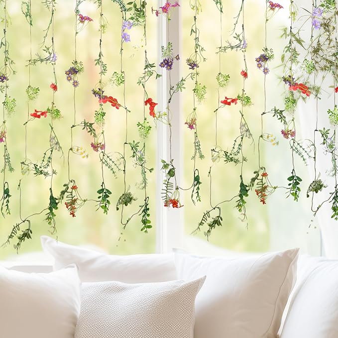 Yunlly 4 Pcs Artificial Flowers Hanging Decoration 6ft Faux Wildflower Vines - Image 6