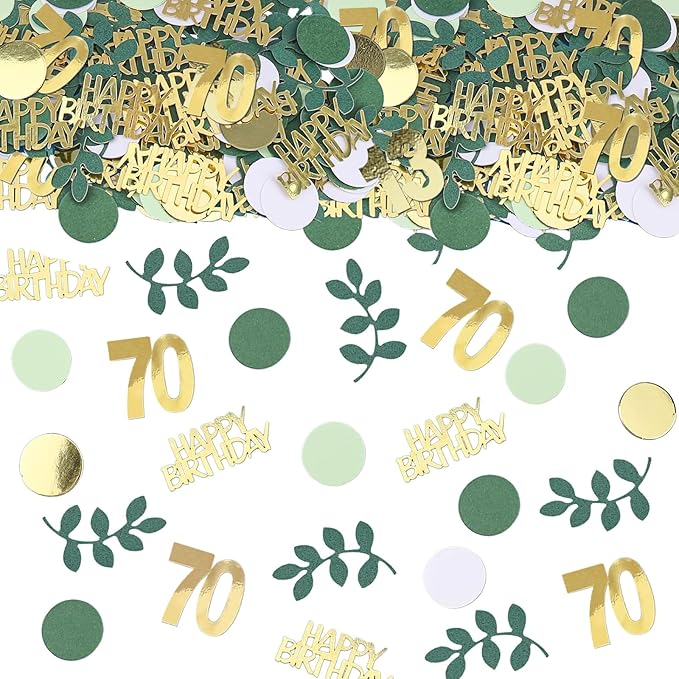 Sage Green 70th Happy Birthday Confetti, 70th Birthday Table Decorations by GYESXYW