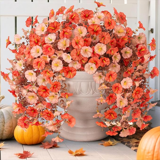2 PCS Artificial Faux Fall Hanging Flowers Plants by HyeFloraartificialflowers