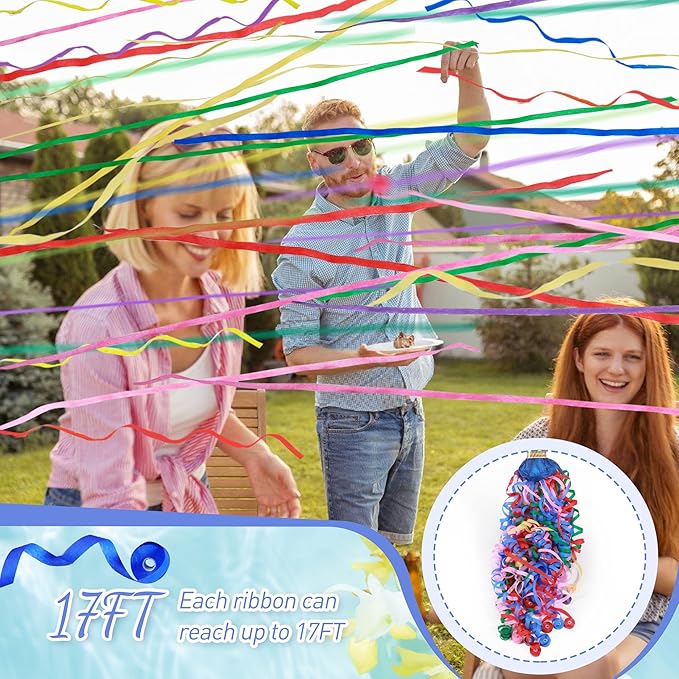 50Pack Colorful Streamer Poppers, Hand Throw Streamer Poppers, No Mess Confetti - Image 6