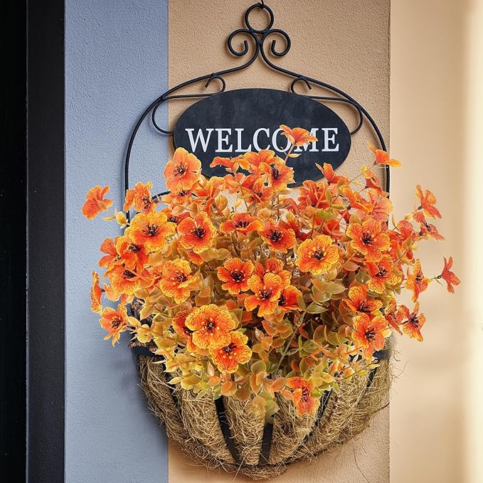 12 Bundles Artificial Fall Flowers Fake Plastic Plants Indoor Outside Hanging - Image 3