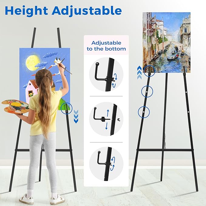 ARTASY 57" Black Easel Stand for Wedding Signs, Portable Artist Easel for - Image 4