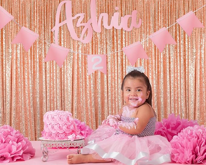 ShinyBeauty Rose Gold Backdrop Curtain 10ft Sequin Backdrop-Curtain 4 Panels - Image 3