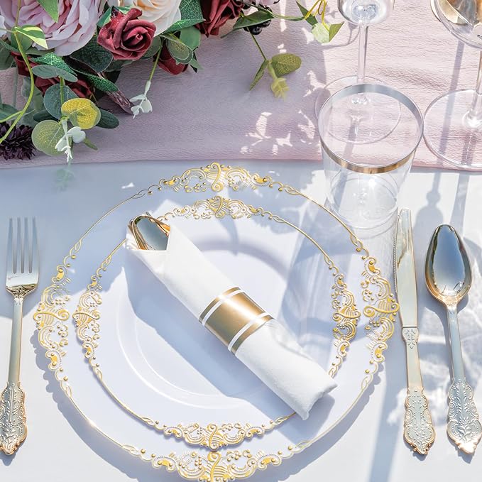 Nervure 350PCS Gold Plastic Plates - Image 2