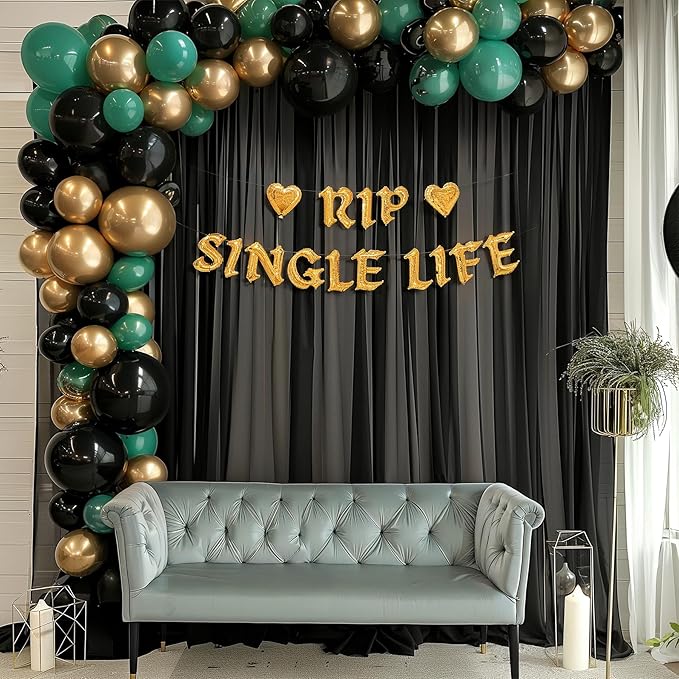 10ft x 10ft Black Backdrop Curtains, Wrinkle-Free Sheer Chiffon Fabric Photo - Image 3