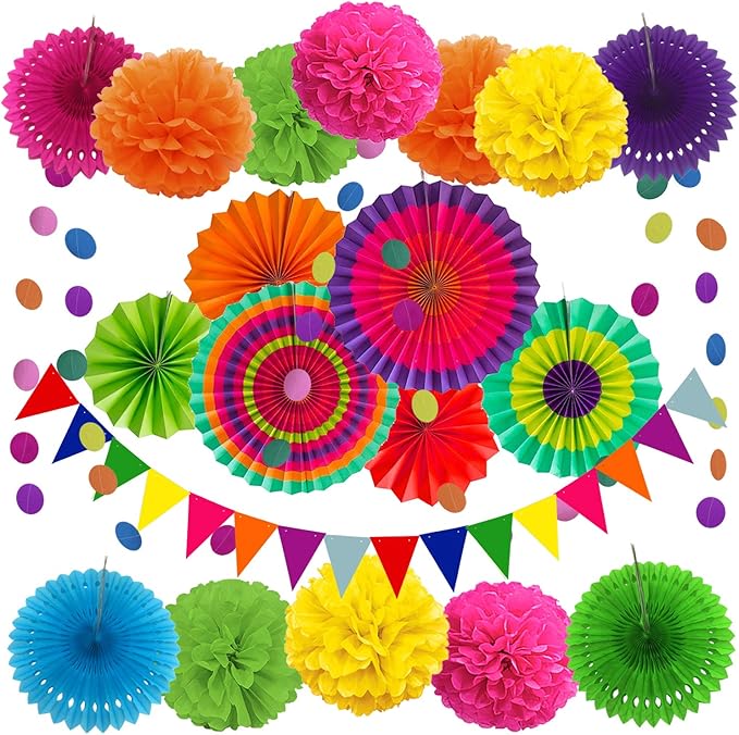 ZERODECO Party Decoration, Pom Poms Flowers, Garlands String Polka Dot and by ZERODECO